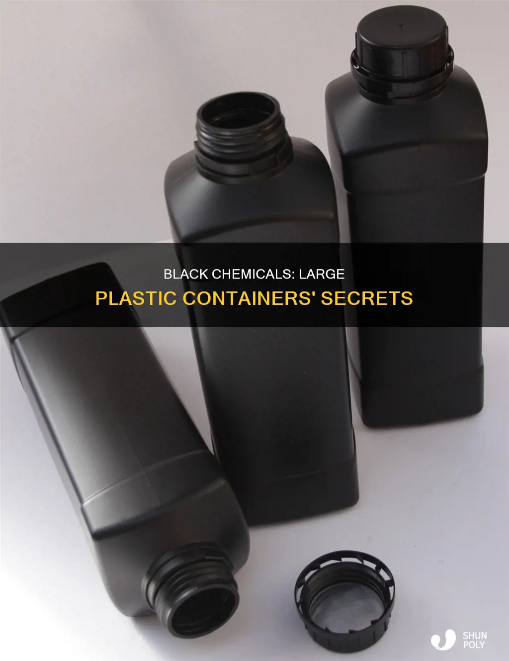 what black chemicals are stored in large plastic containers