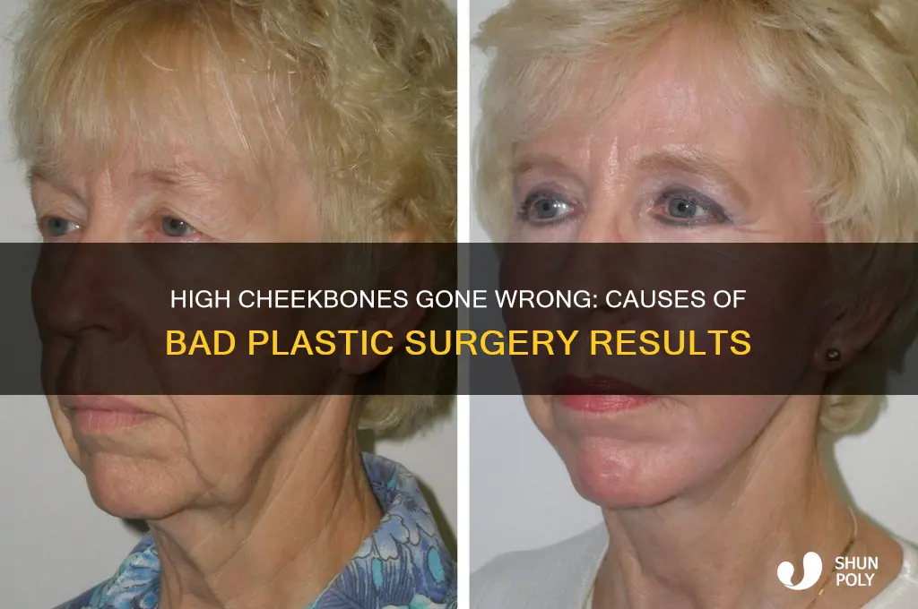 what causes high cheekbones in bad plastic surgery