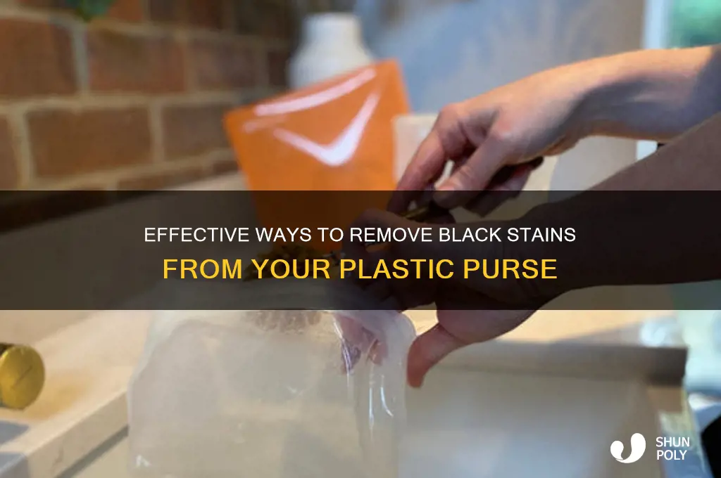 what removes black stains from plastic purse