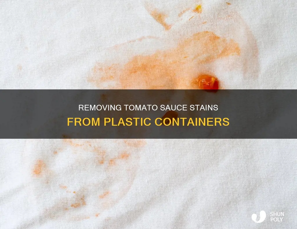 what takes tomato sauce stains out of plastic containers