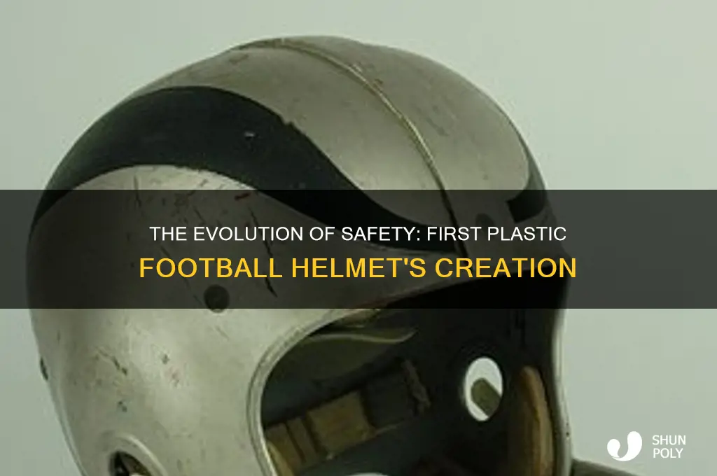 when was the first plastic football helmet made