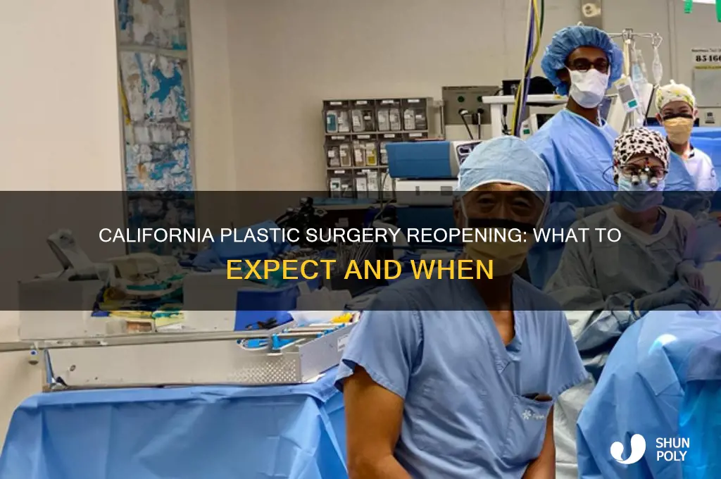 when will plastic surgery open in california