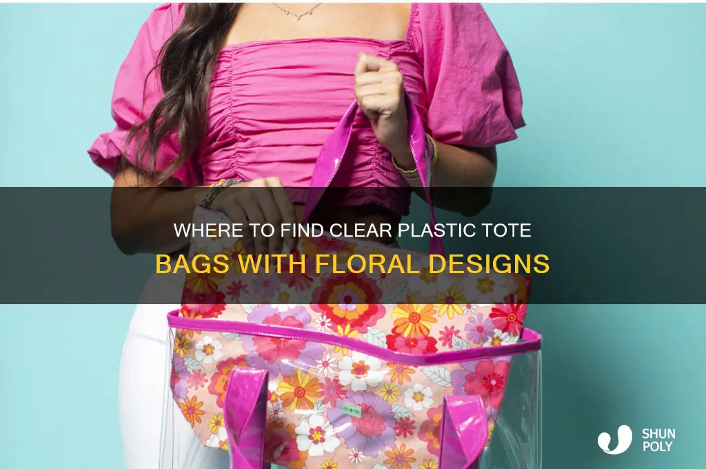 where can you buy clear plastic tote bags with flowers