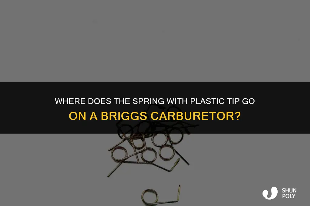 where does spring with plastic tip go on briggs carburetor