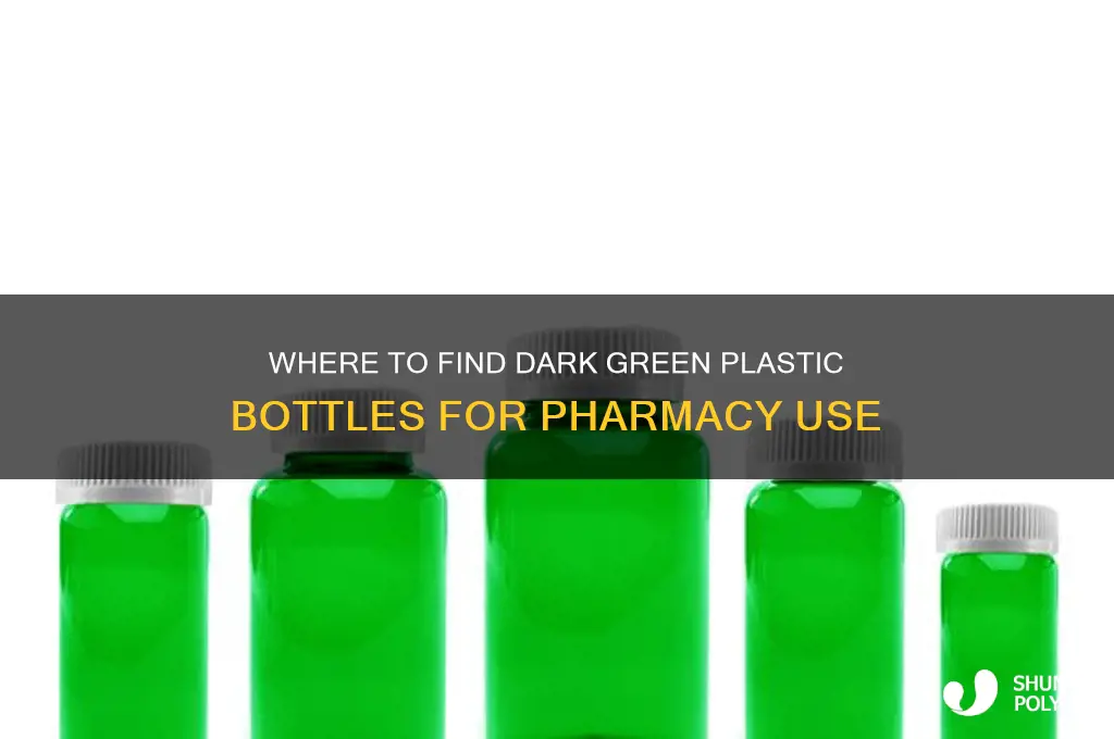 which pharmacy has dark green plastic bottles
