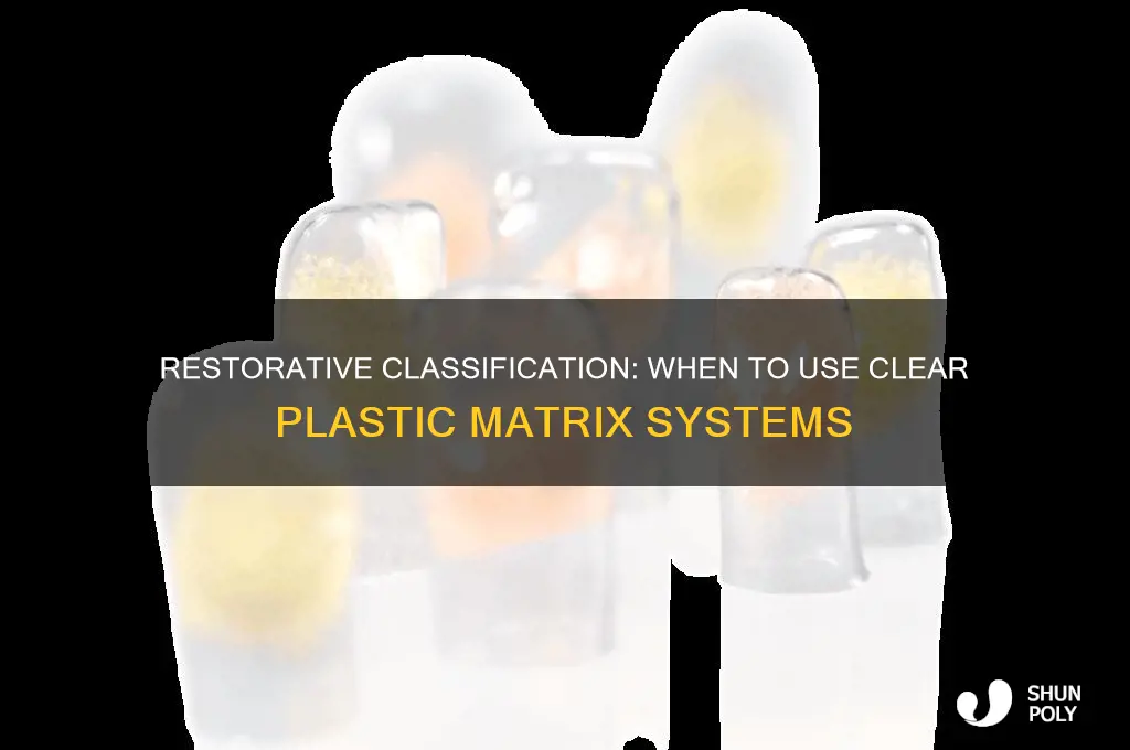 which restorative classification would require a clear plastic matrix system
