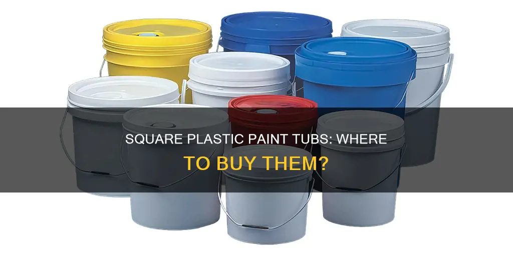 who sells paint on square one gallon plastic tubs