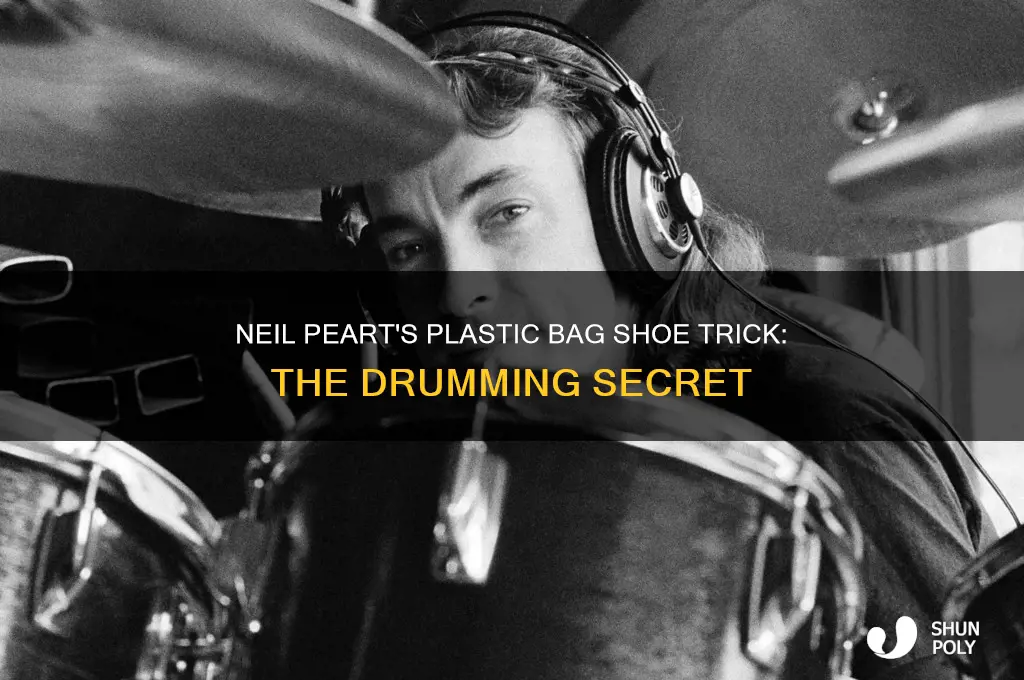 why did neil peart wear plastic bags over shoes