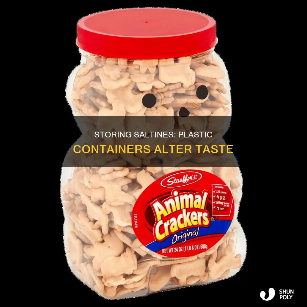 why do saltined taste different when stored in plastic containers