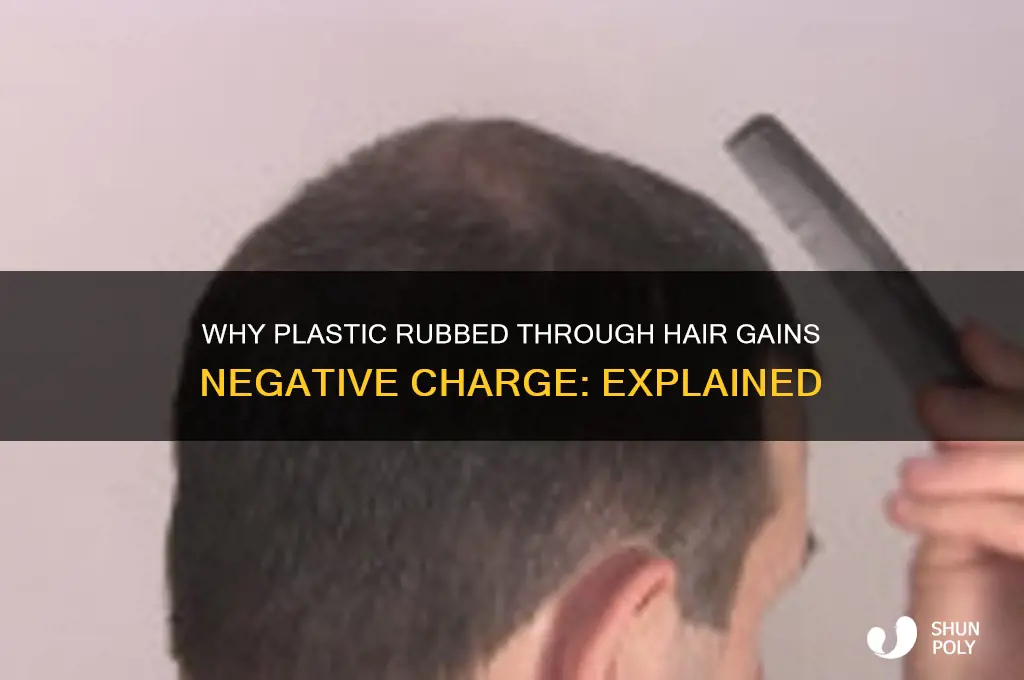 why does rubbing plastic through hair make it negatively charged