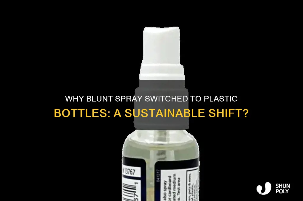 why is blunt spray in plastic bottles now