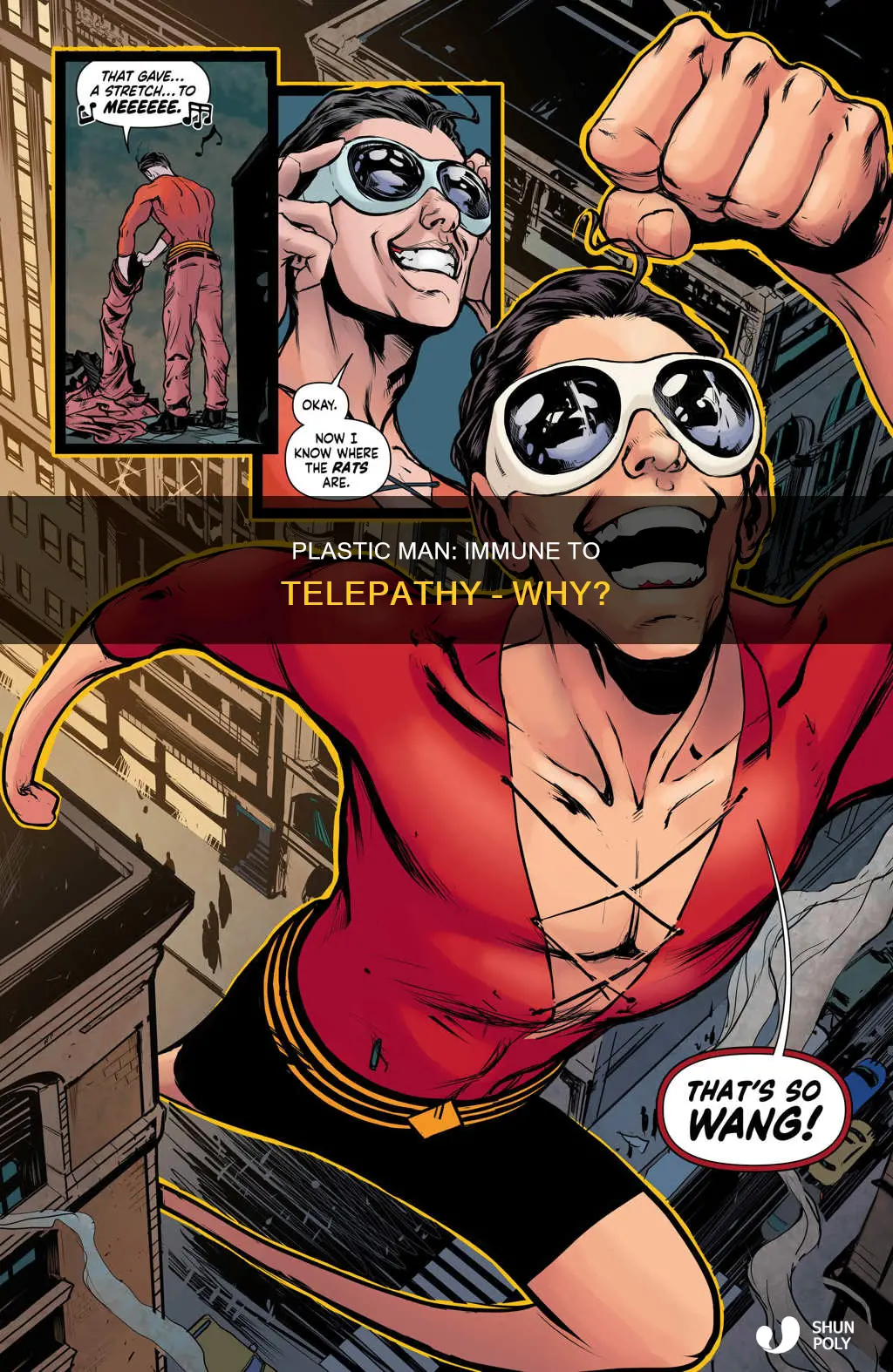 why is plastic man immune to telepathy