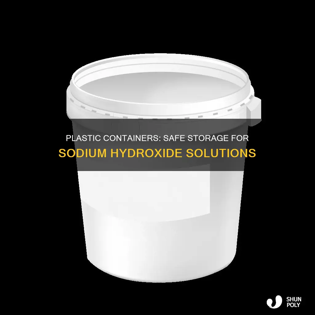 why is sodium hydroxide solution made in a plastic container
