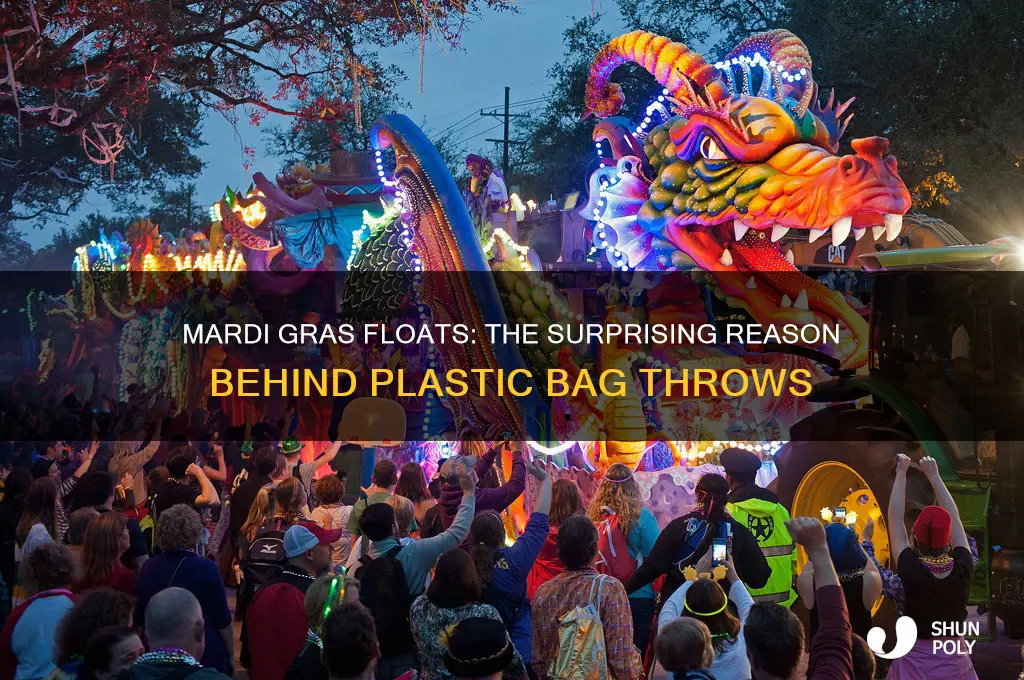 why mardis gras floats throw plastic bags in street