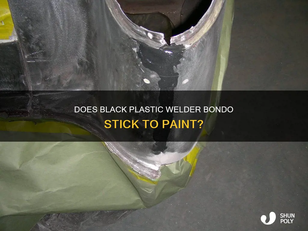 will black plastic welder bondo onto paint